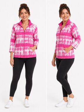 Jones New York Sport  Pink and White Tie-Dye Women's Jacket